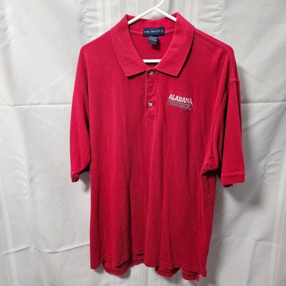 Velocity Polo Shirt Mens 2X Red Alabama Crimson Tide NCAA Cotton Short Sleeve